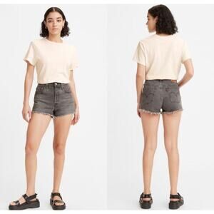 Levi's Womens 501 Denim‎ High Rise Cut Off Shorts Black Charcoal Gray Size 27